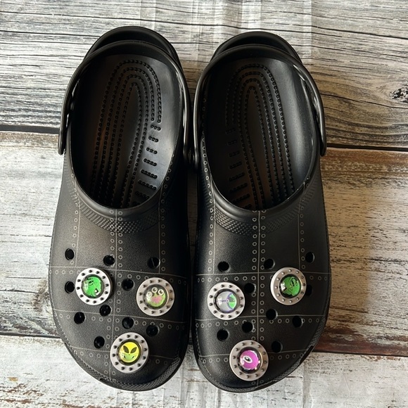 Men’s Croc’s Ron English Black/ Polished Black With Gibbets Men Size 11 main image 3